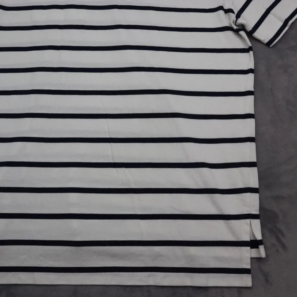 Polo Ralph Lauren Shirt Mens XL White Blue Rugby Golf Striped Short Sleeve